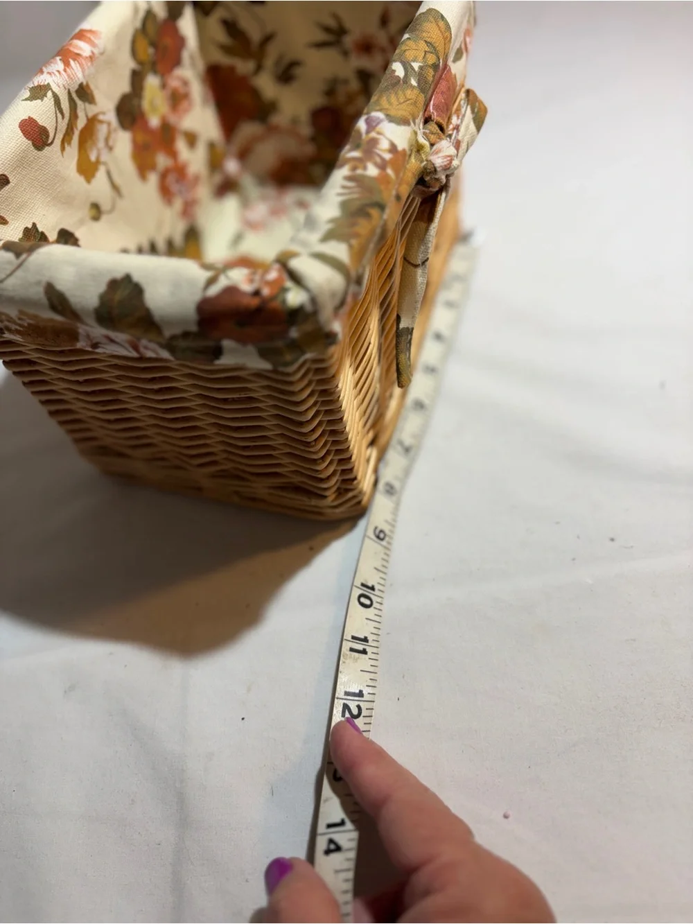 Wicker Basket with Floral Liner - Cream & Autumn Floral